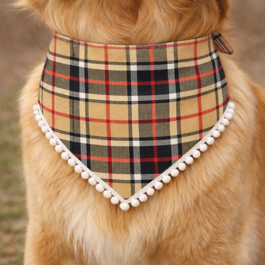 Bandana scozzese Beige Pon Pon